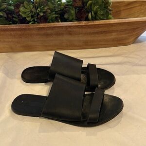 Sol Sana Leather Tali Slide Sandal black flats shoes women’s‎ size EU 39